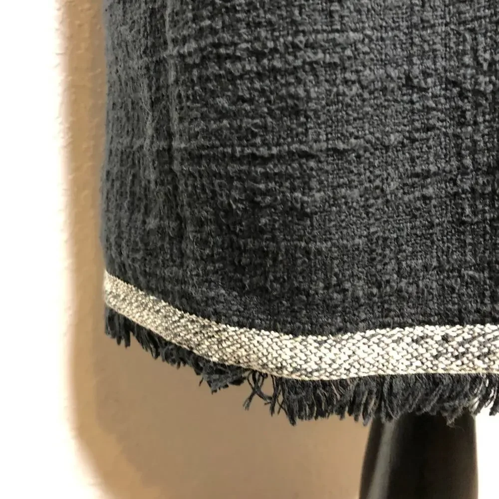 J Crew black fringe trim bouchle knit sleeveless sheath dress size 6